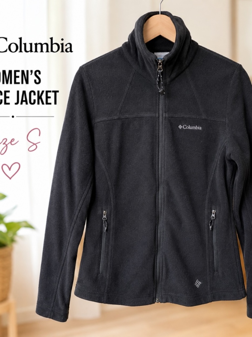 Columbia Women’s Black Full Zip Fleece Jacket Size Small S